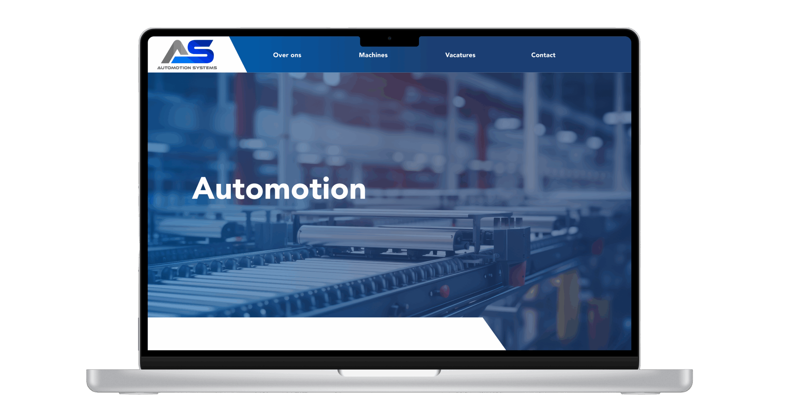 Laptop mock-up van de website van Automotion Systems.